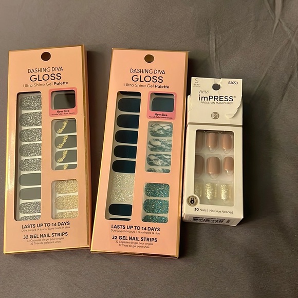 NIB bundle (4) -Impress short press on nails, 2 Dashing Diva gel strips, more - Picture 2 of 9